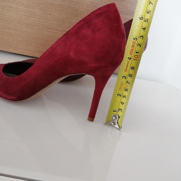 NWOT Bleecker & Bond Leather Maroon Pointed Toe Pumps Half Suede Half Croc 9 - Picture 11 of 12